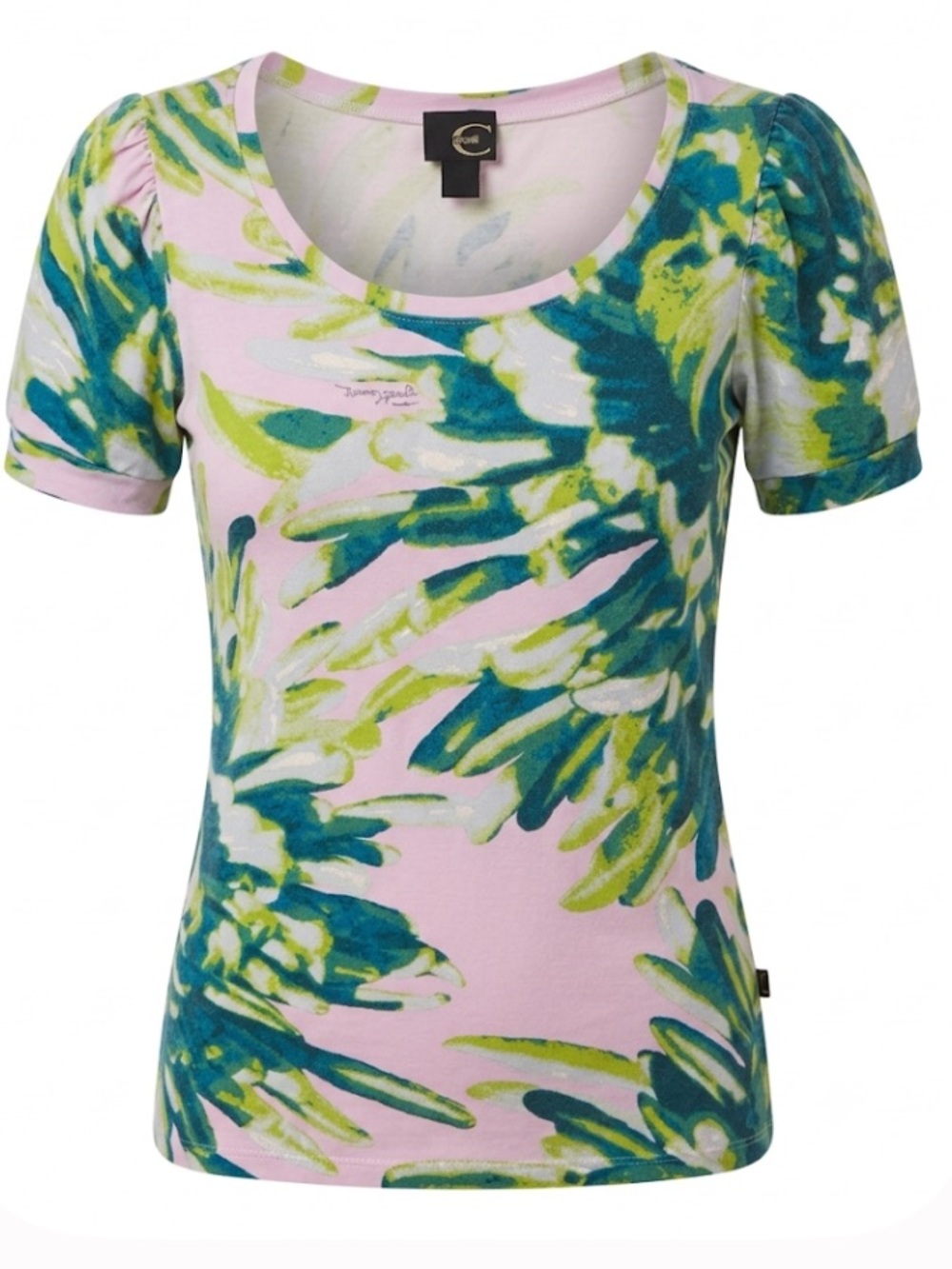Roberto Cavalli Just Cavalli Women Floral Abstract Short Sleeve Scoop Neck Top